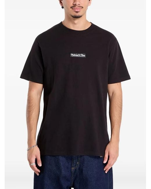 Camiseta De Algodón Con Logo Mitchell & Ness de color Black