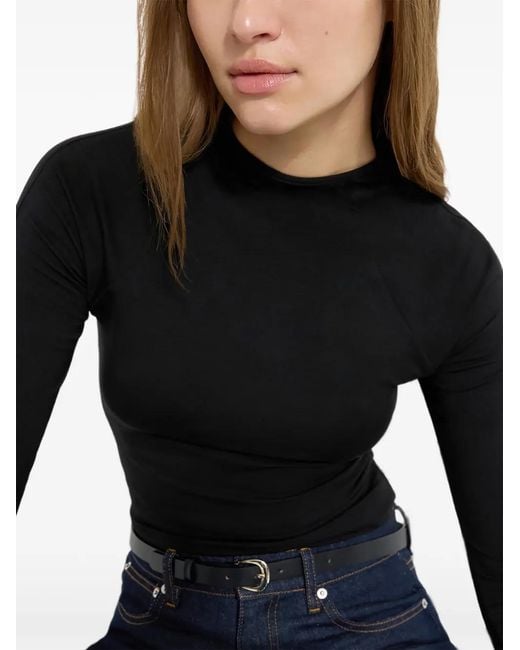 MARCELLA Black Minetta Mock-Neck Top