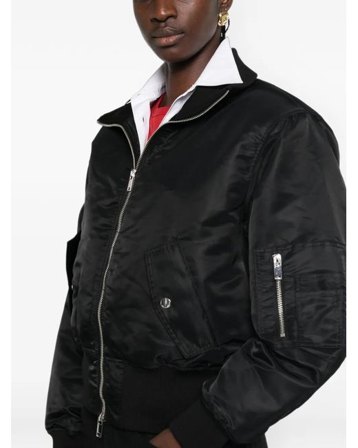 Frankie Shop Black Zip-Up Bomber Jacket