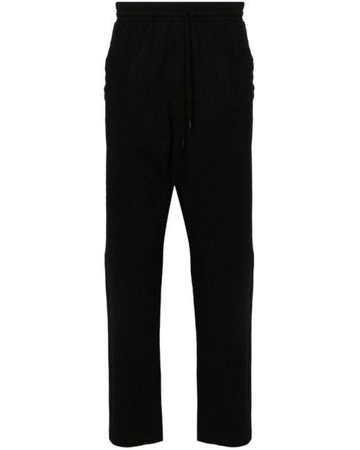 Harris Wharf London Black Cotton-blend Seersucker Trousers for men