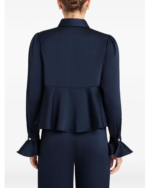Cinq À Sept Blue Isaure Peplum Satin Shirt