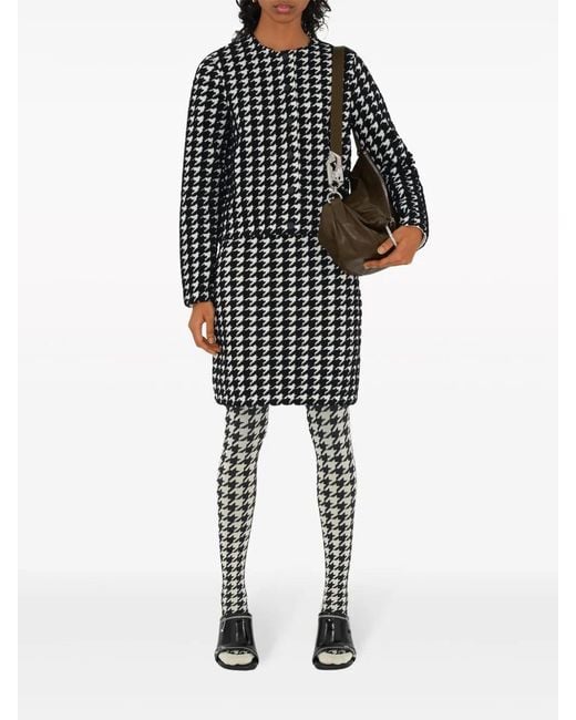 Burberry Black Houndstooth-Pattern Crew-Neck Jumper