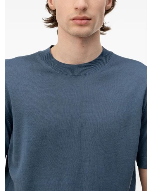Boss Blue Pull À Bords Côtelés for men