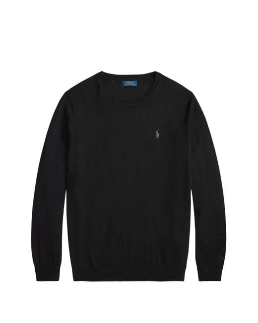 Polo Ralph Lauren Black Embroidered Pony Wool Sweater for men