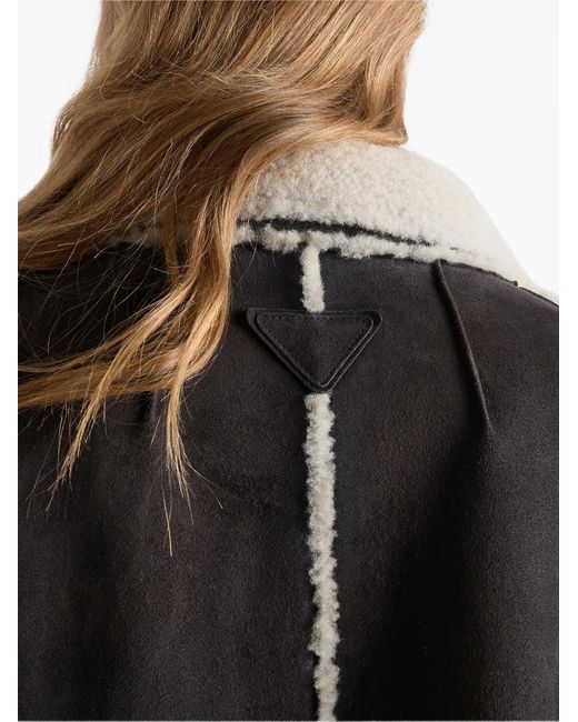 Prada Black Shearling Caban Jacket