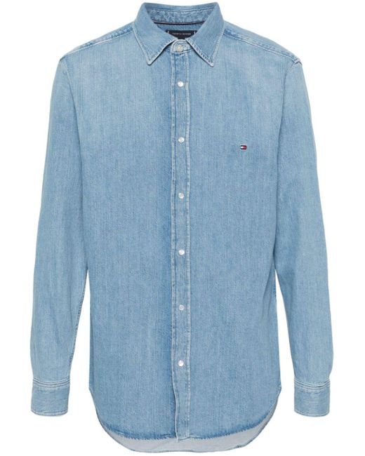 Chemise en jean à logo brodé Tommy Hilfiger pour homme en coloris Blue