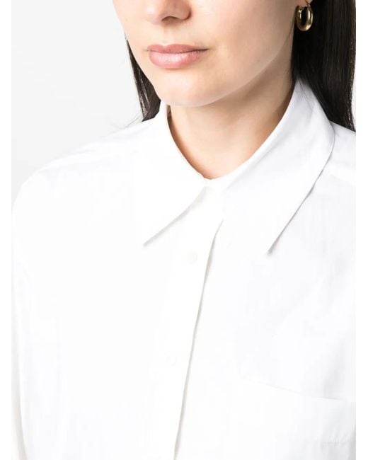 Ba&sh White Long-Sleeve Cropped Shirt