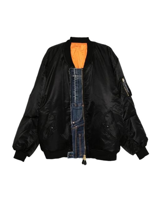 Marina Yee Black Denim-Patch Bomber Jacket for men