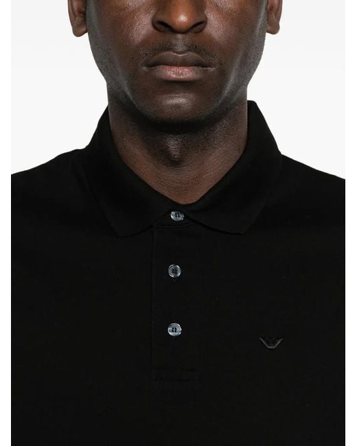 Emporio Armani Black Logo Cotton Polo Shirt for men