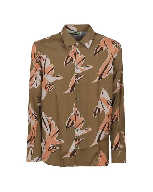 Paul Smith メンズ ブラウン プリント シャツ