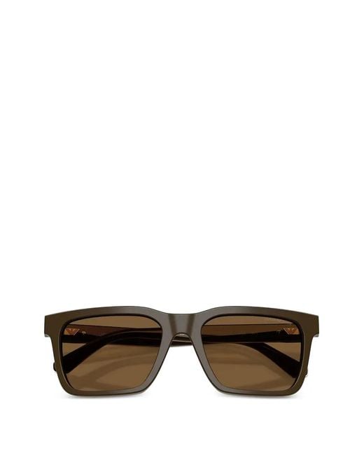 Emporio Armani Brown Lunettes De Soleil À Monture Rectangulaire for men