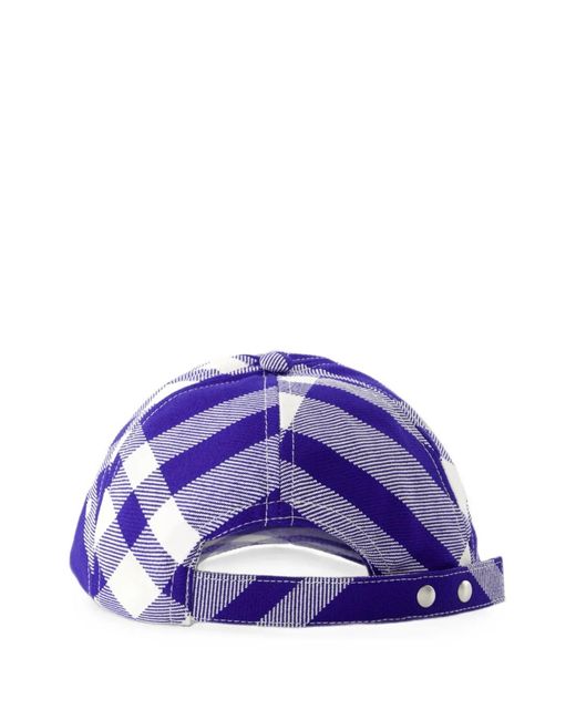 Burberry Purple Check-Pattern Wool Baseball Cap