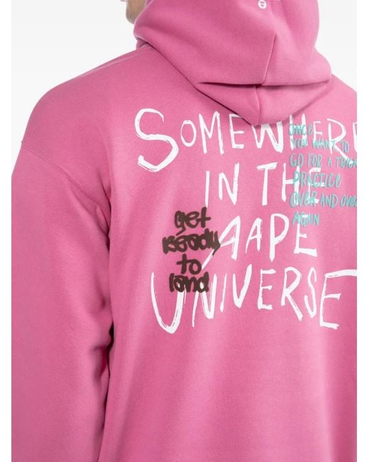 Aape By A Bathing Ape Pink Moonface Hoodie for men