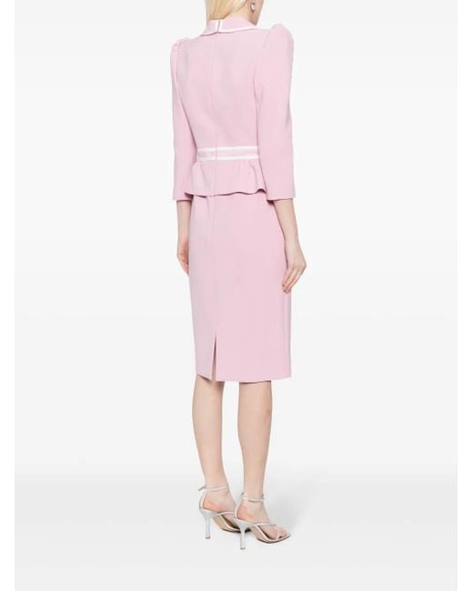 Jenny Packham Pink Honeybee Peplum-Waist Midi Dress