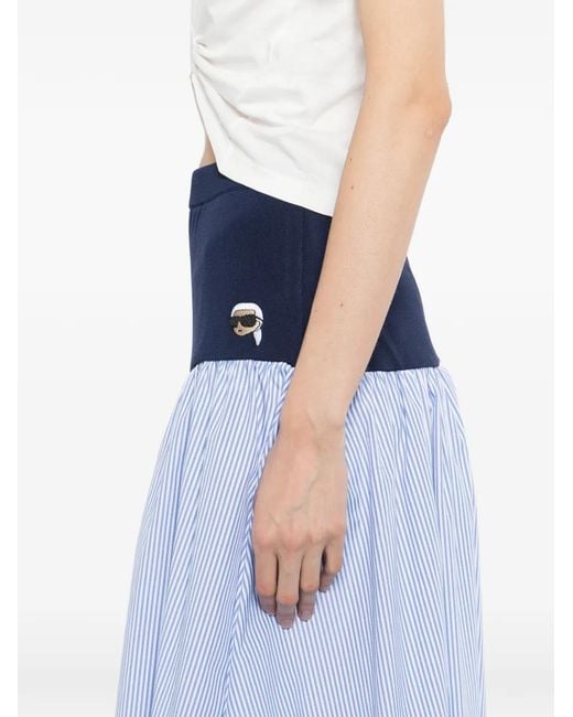 Karl Lagerfeld Blue Ikon Striped Poplin Skirt