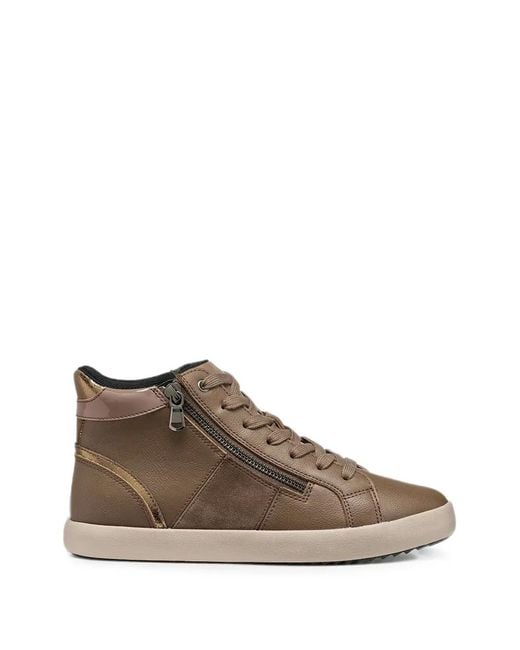 Geox Brown Blomiee Panelled High-Top Sneakers
