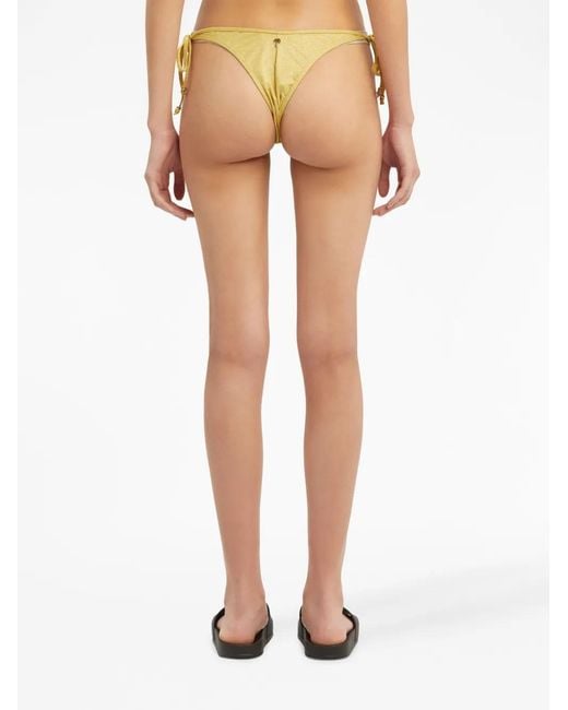 Palm Angels Yellow Glitter Side-Tie Bikini Bottoms