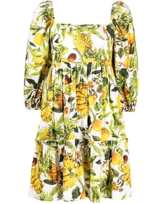 Cara Cara Sip Sip Fruit-print Dress in Yellow | Lyst