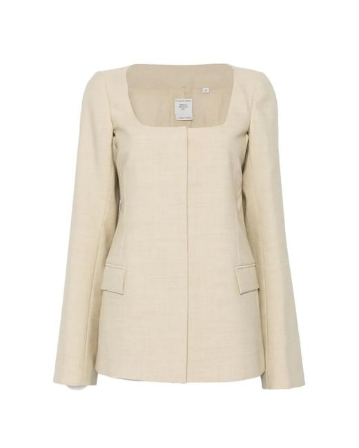 Calvin Klein Natural Camille Square-Neck Jacket