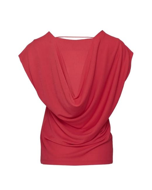 Club21 Red Drape-Back Crepe Top