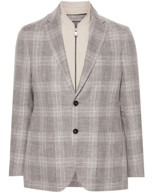 Corneliani Gray Layered Single-Breasted Blazer for men