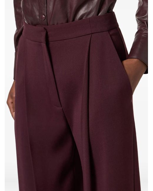 Elisabetta Franchi Purple High-Waisted Tailored Trousers