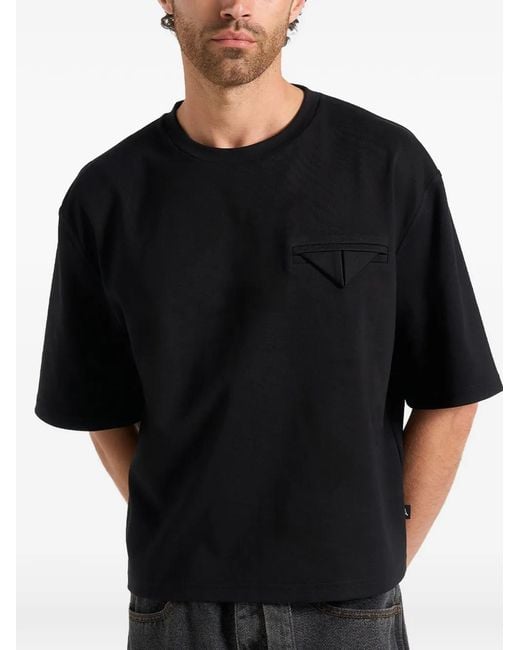 Manière De Voir Black Leon Boxy Cropped T-Shirt for men