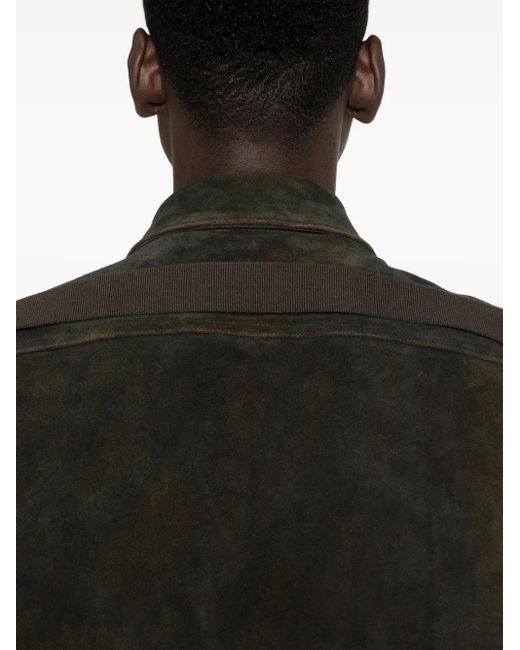 Rick Owens Black Zip-Front Suede Jacket for men
