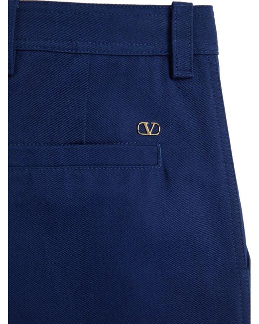 Valentino Garavani Blue Vlogo-Signature Cotton Trousers for men