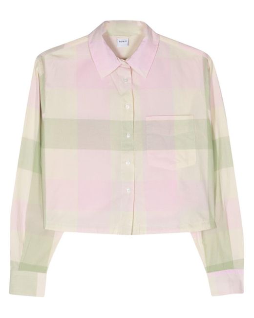 Aspesi Pink Plaid-check Cropped Shirt