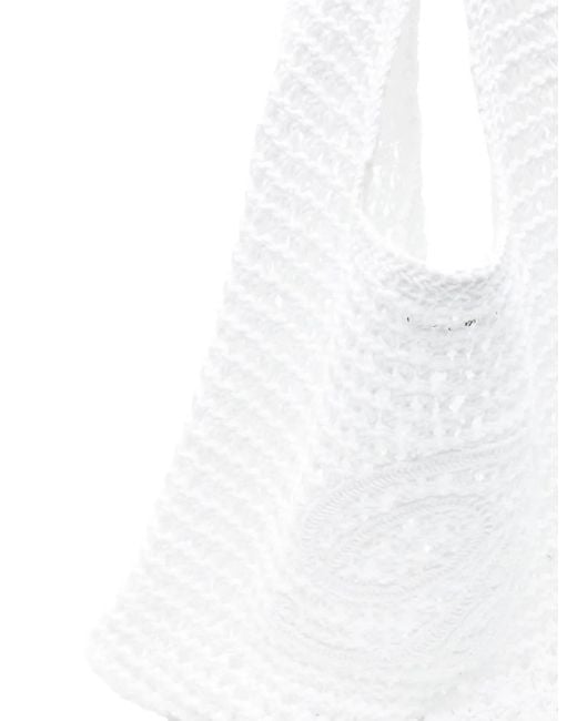 Blumarine White Logo-Embroidered Tote Bag