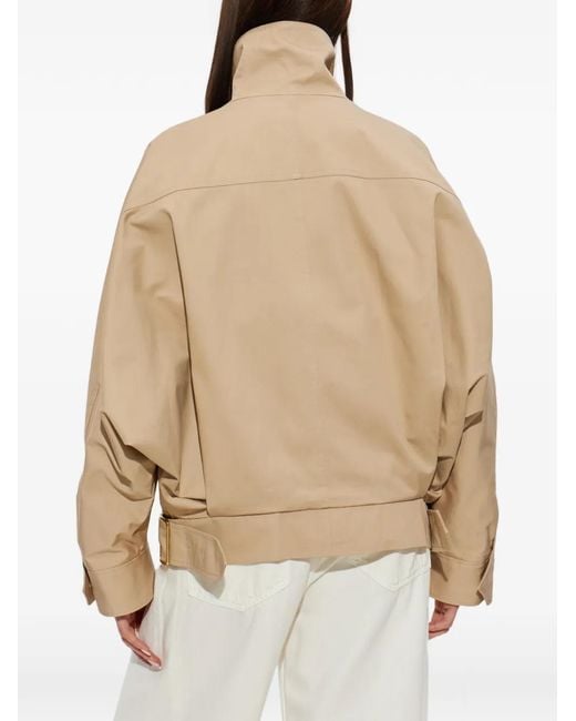 DARKPARK Natural Celine High Neck Belted Jacket