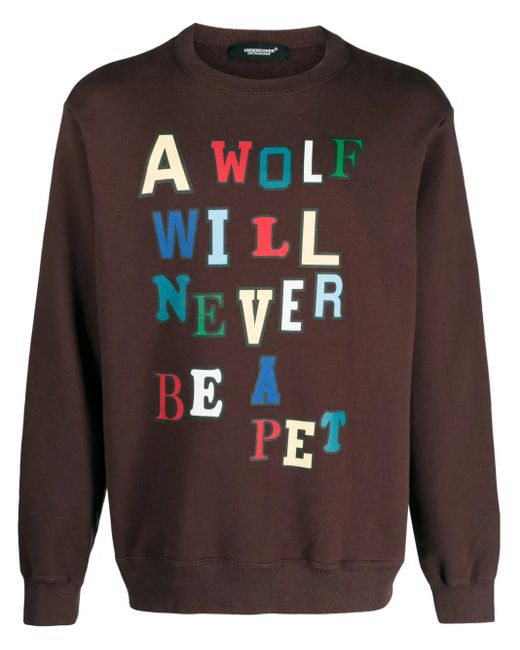 Undercover Gray Slogan-Print Cotton Sweatshirt for men