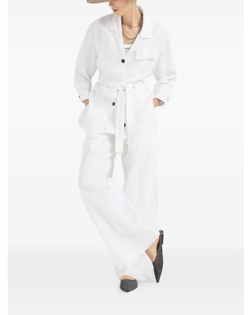 Brunello Cucinelli White Flat Pointed Mule