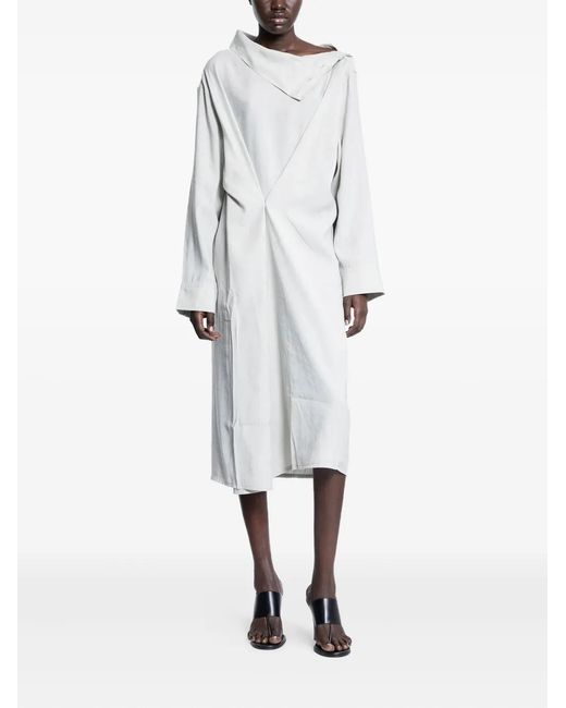 Studio Nicholson White Leat High-Neck Draped Dress