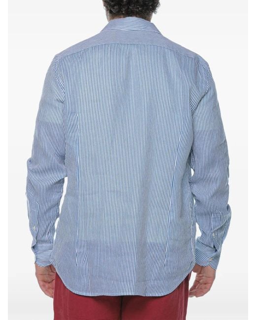 Mc2 Saint Barth Blue Pamplona Striped-Pattern Shirt for men