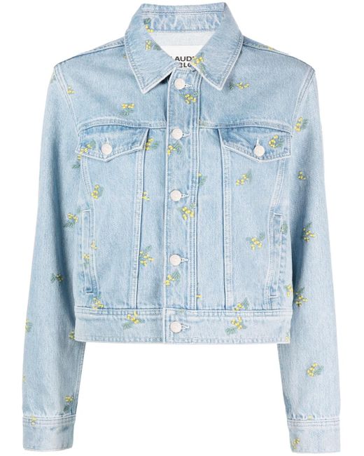 Claudie Pierlot Floral-embroidered Denim Jacket in Blue | Lyst