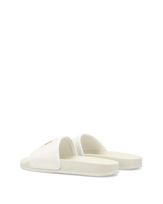 Palm Angels White Pa Monogram Pool Slides for men