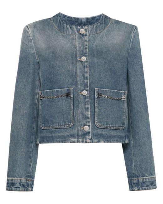 Veste en jean à détail de chaîne Givenchy en coloris Blue