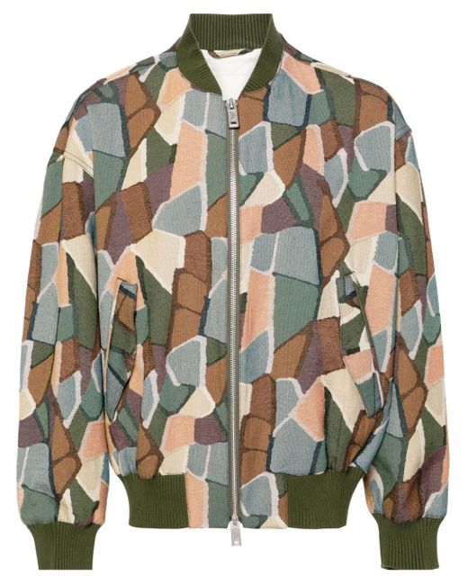 Emporio Armani Green Jacquard Cotton Bomber Jacket for men