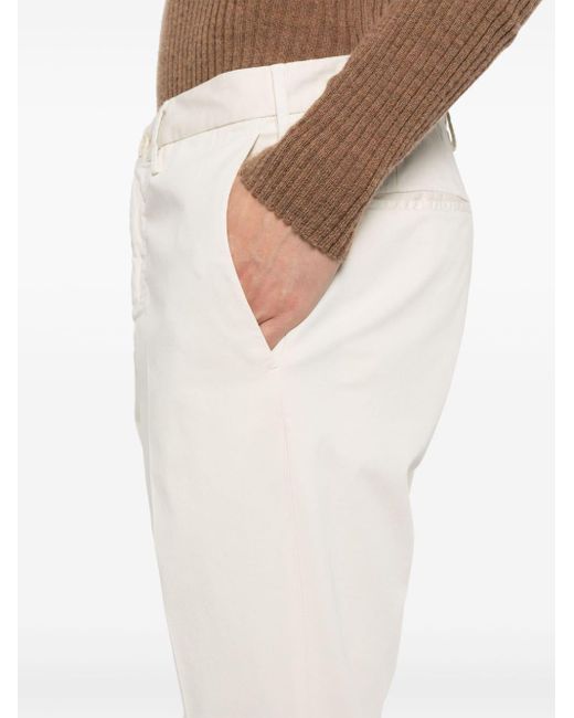Incotex White Tapered Cotton Chino Trousers for men