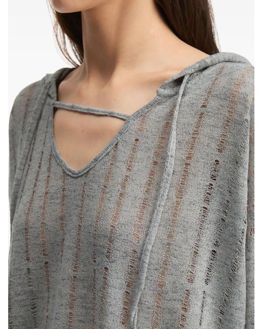 B+ AB Gray Hooded Ribbed Knit Top