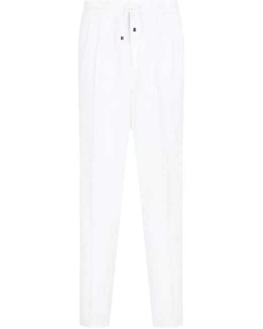 Brunello Cucinelli White Tapered-Leg Trousers for men