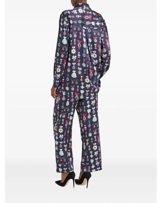 Pantalon Gloriette En Soie Temperley London en coloris Blue