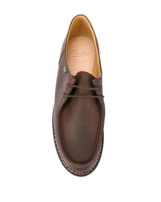 Paraboot Brown Nubuck Leather Moc Toe Loafers for men