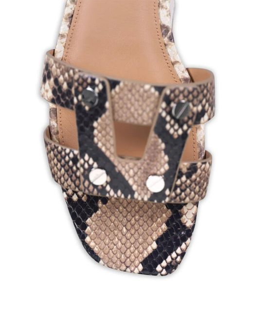 Veronica Beard White Via Slide Snake-Embossed Flat Sandals
