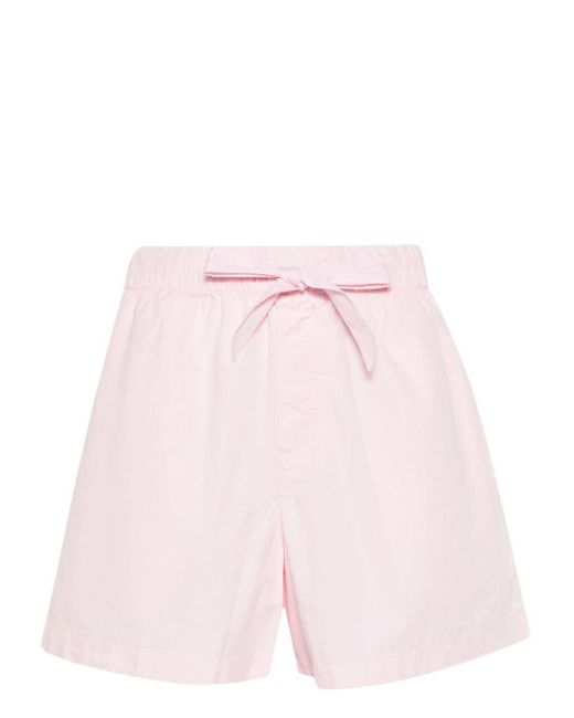 Tekla Pink Poplin Pyjama Shorts