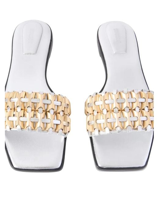 Jonathan Simkhai White Faye Metallic Leather Sandals