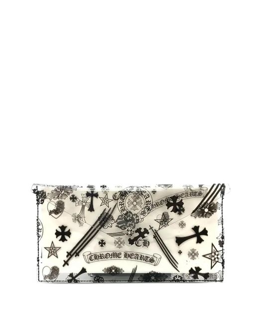 Chrome Hearts White Logo-Print Clutch Bag