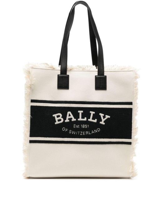 Bally Black Embroidered-logo Canvas Tote Bag